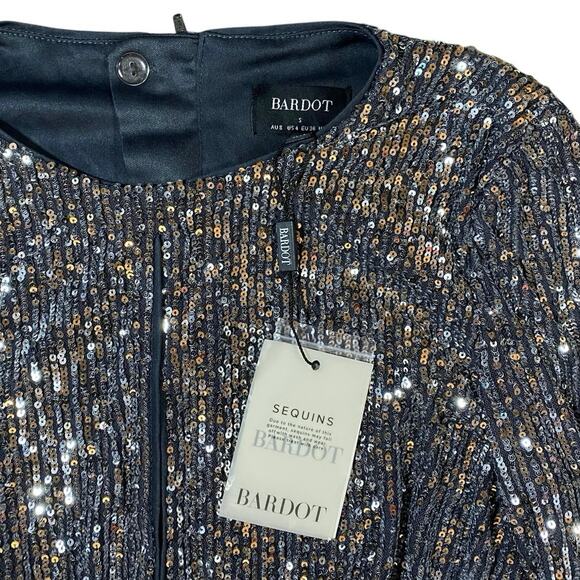 Bardot Onyx Sequin Mini Dress NWT - S - Picture 3 of 5